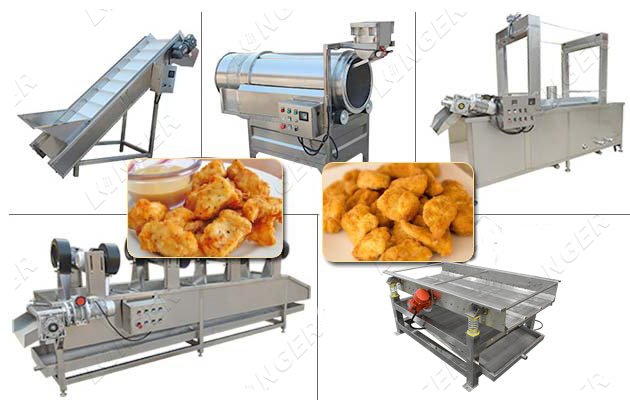 chicken nuggets frying line